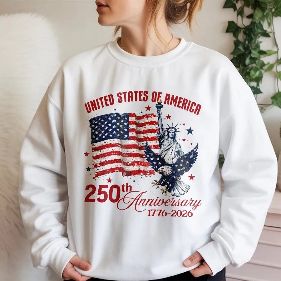 USA 250th Anniversary Sweatshirt | Vintage American Flag 1776-2026 Design | Premium Cotton-Blend | Patriotic 4th of July Collector's Gift