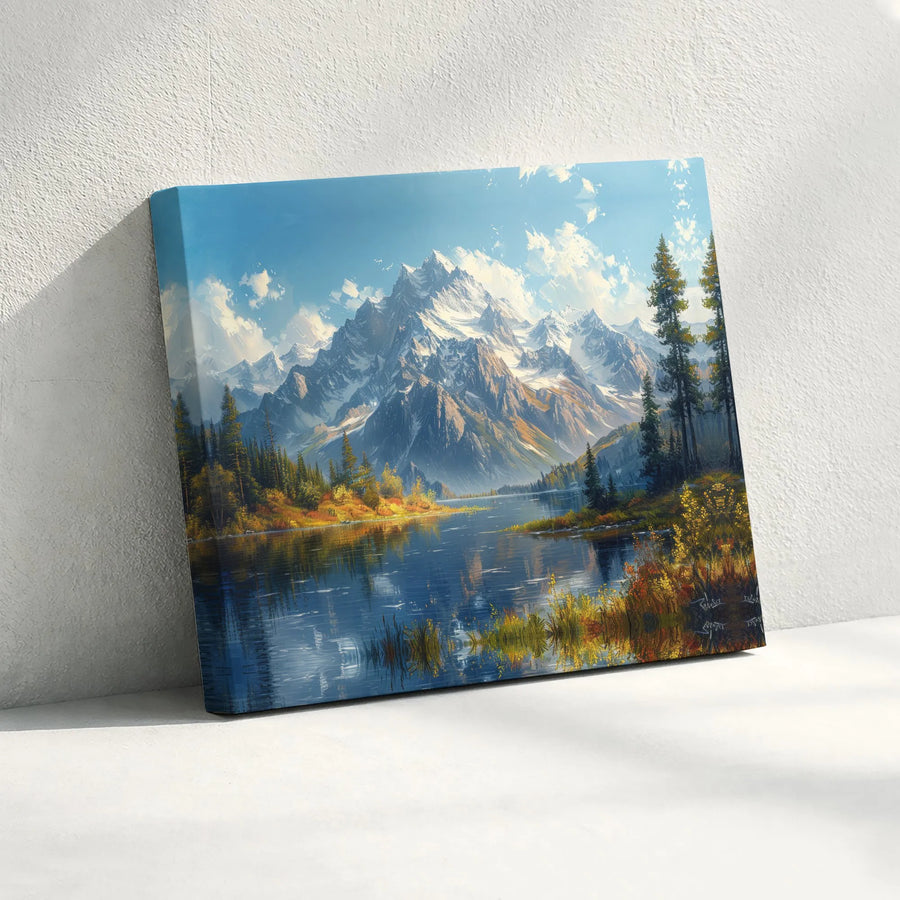 Mountain Landscape Canvas Wall Art | Serene Lake Reflection Nature Print | Premium 1.25" Framed Decor | Aesthetic Gift for Nature Lovers