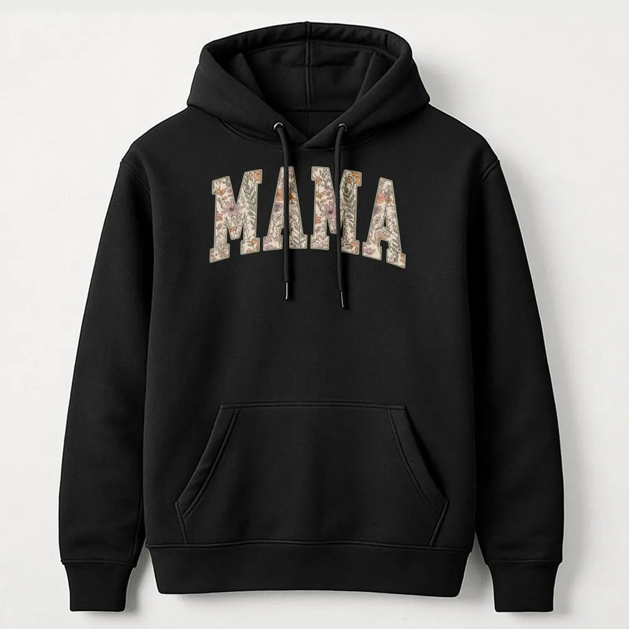 Floral Mama Hoodie | Retro Botanical Varsity Letters | Premium Cotton Blend | Mothers Day Gift for New Mom