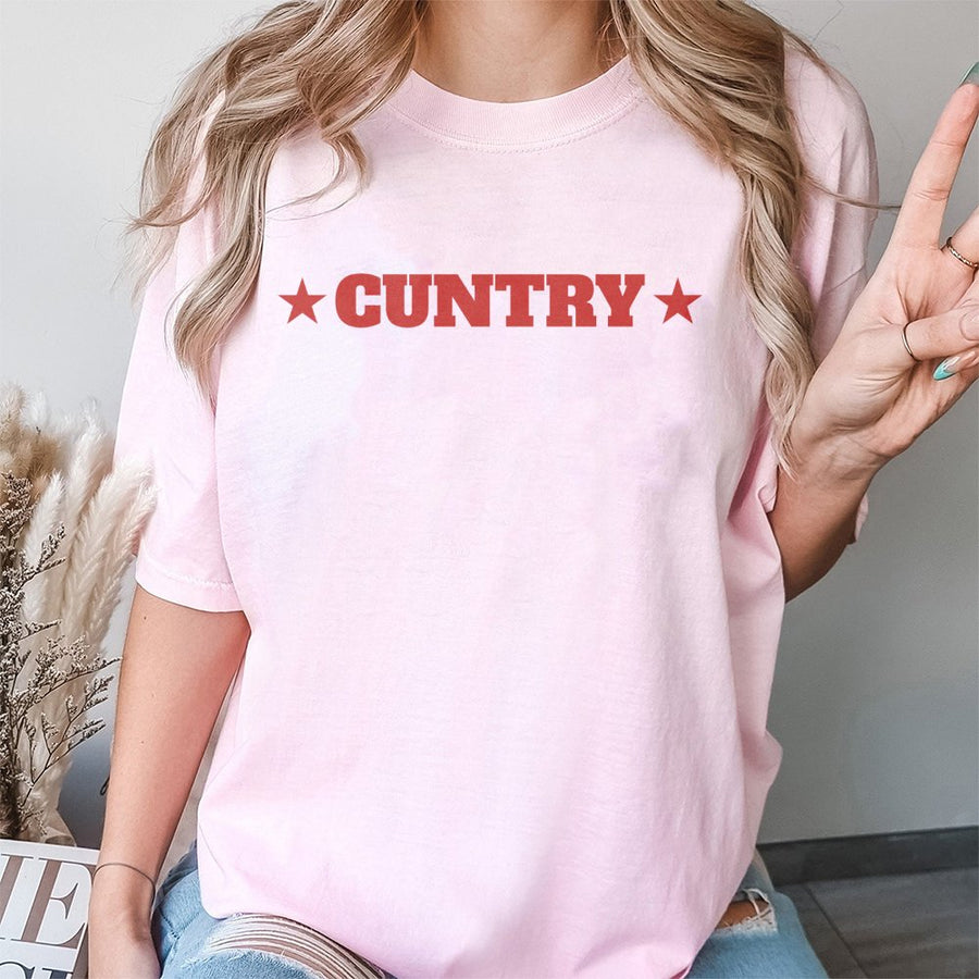 Cuntry Graphic T-Shirt | Funny Western Rodeo Text Design | Premium 100% Cotton | Sarcastic Country Music Concert Gift for Women