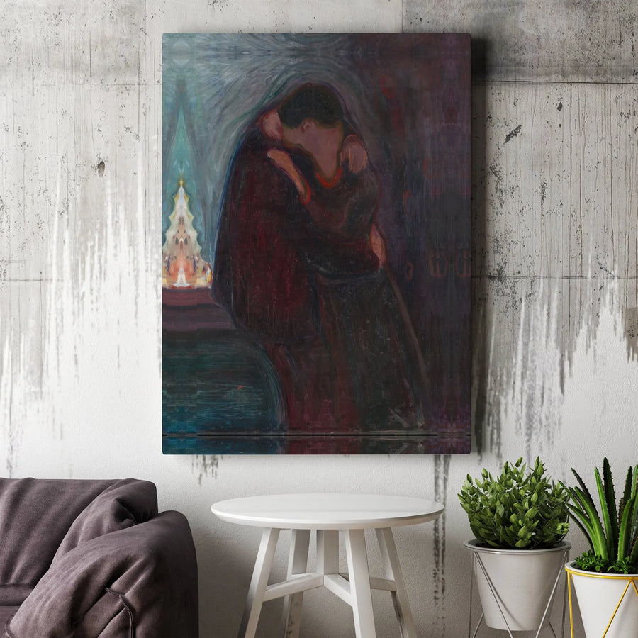 The Kiss Edvard Munch Canvas Print | Famous Expressionist Art Wall Decor | Gallery Wrapped Premium Quality | Romantic Bedroom Living Room Gift