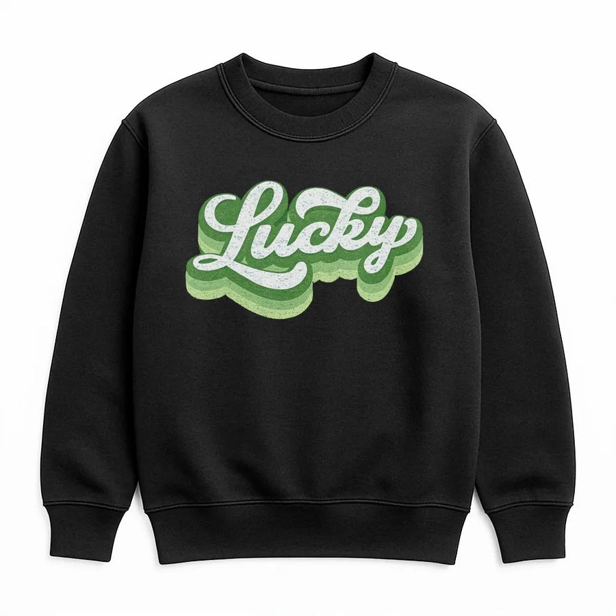 Lucky Sweatshirt | Retro St Patrick's Day Graphic | Premium Cotton Blend Crewneck | Cute Lucky Gift for Her
