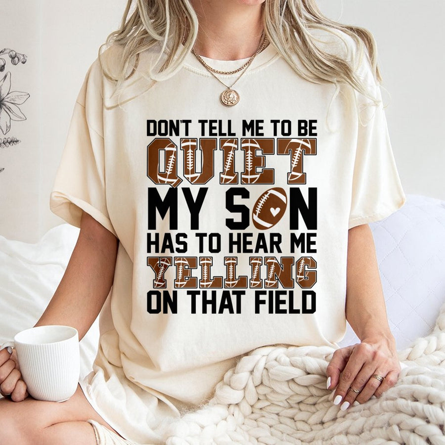 Football Mom T-Shirt | Funny Game Day Graphic Tee | Premium 100% Cotton | Gift for Football Mama Supporting Son on the Field