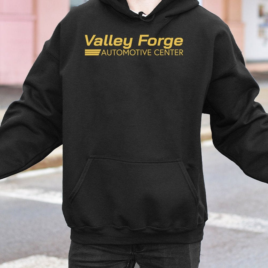 Valley Forge Automotive Center Hoodie | Retro Mechanic Shop Logo Graphic | Soft Cotton Blend | Gift For Car Enthusiasts & Comedy Fans