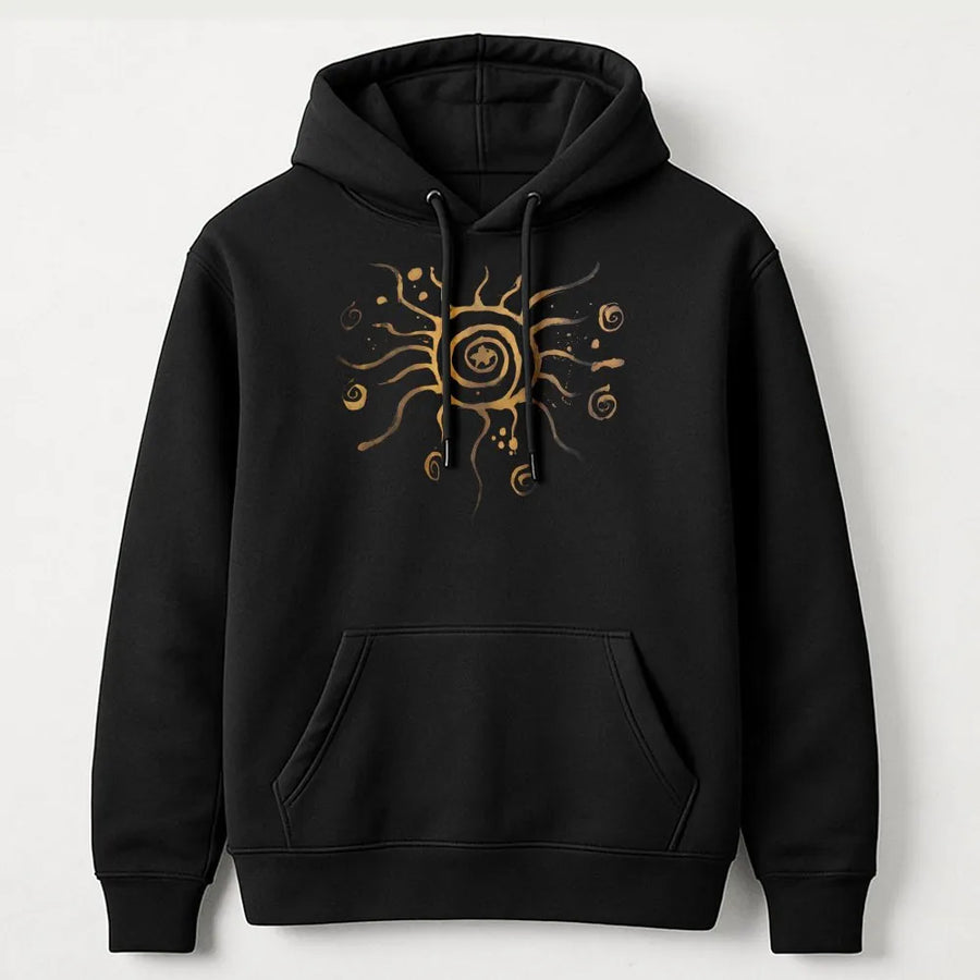 Celestial Sun Hoodie | Boho Golden Sun Graphic Print | Premium Soft Cotton Blend | Spiritual Gift for Women and Men