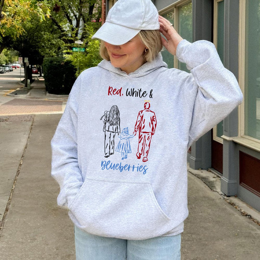 Red White And Blueberries Hoodie | Patriotic Family Memorial Design | Premium Cotton Blend | Gift For Military Families And Patriots