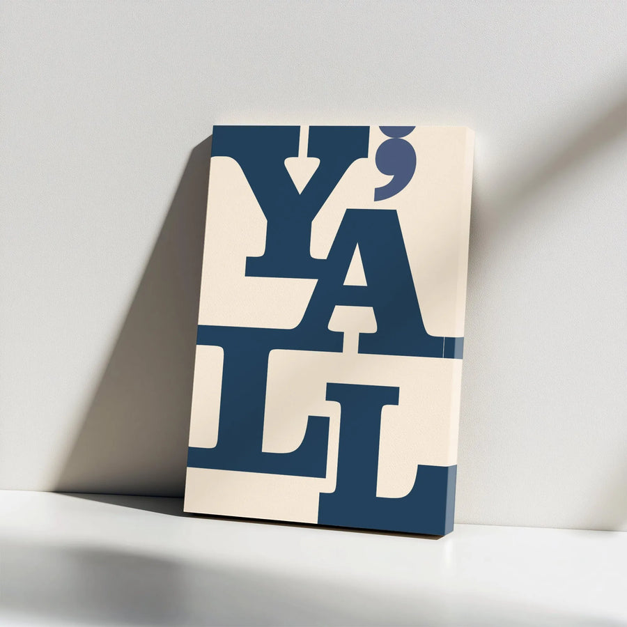 Y'All Typography Wall Art | Modern Southern Quote Canvas Print | Gallery-Wrapped Premium Decor | Unique Housewarming Gift for Home or Office
