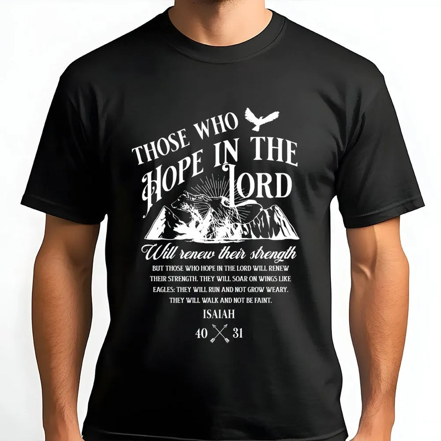 Isaiah 40:31 Christian T-Shirt | Those Who Hope In The Lord Eagle Design | Premium Soft Cotton | Inspirational Religious Gift for Men and Women