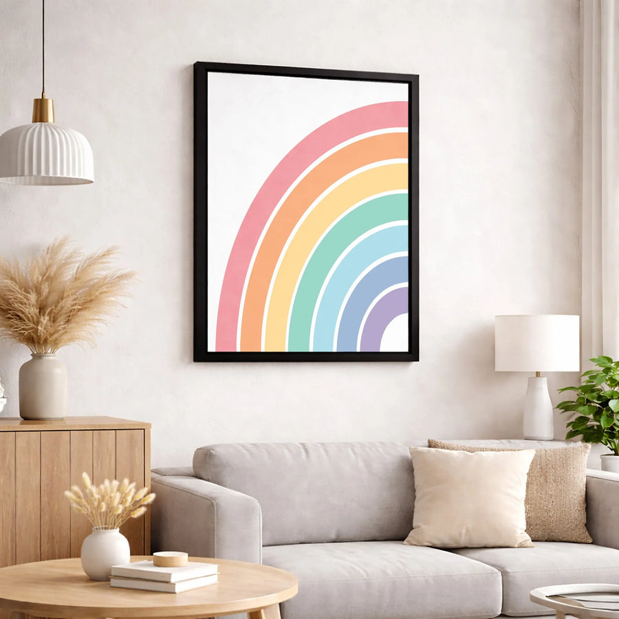 Pastel Rainbow Arch Wall Art | Minimalist Boho Nursery Canvas Print | 1.25-Inch Premium Gallery Wrap | Modern Home Decor Gift