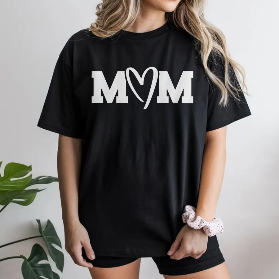 Mom T-Shirt with Heart | Minimalist Mama Graphic Crewneck | Soft Cotton Blend Pullover | Mothers Day Gift for New Mom