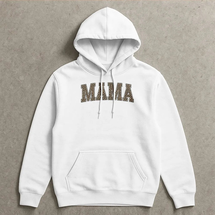 Mama Leopard Print Hoodie | Cheetah Block Letter Design | Cozy Cotton-Blend Pullover | Mother's Day Gift for New Mom