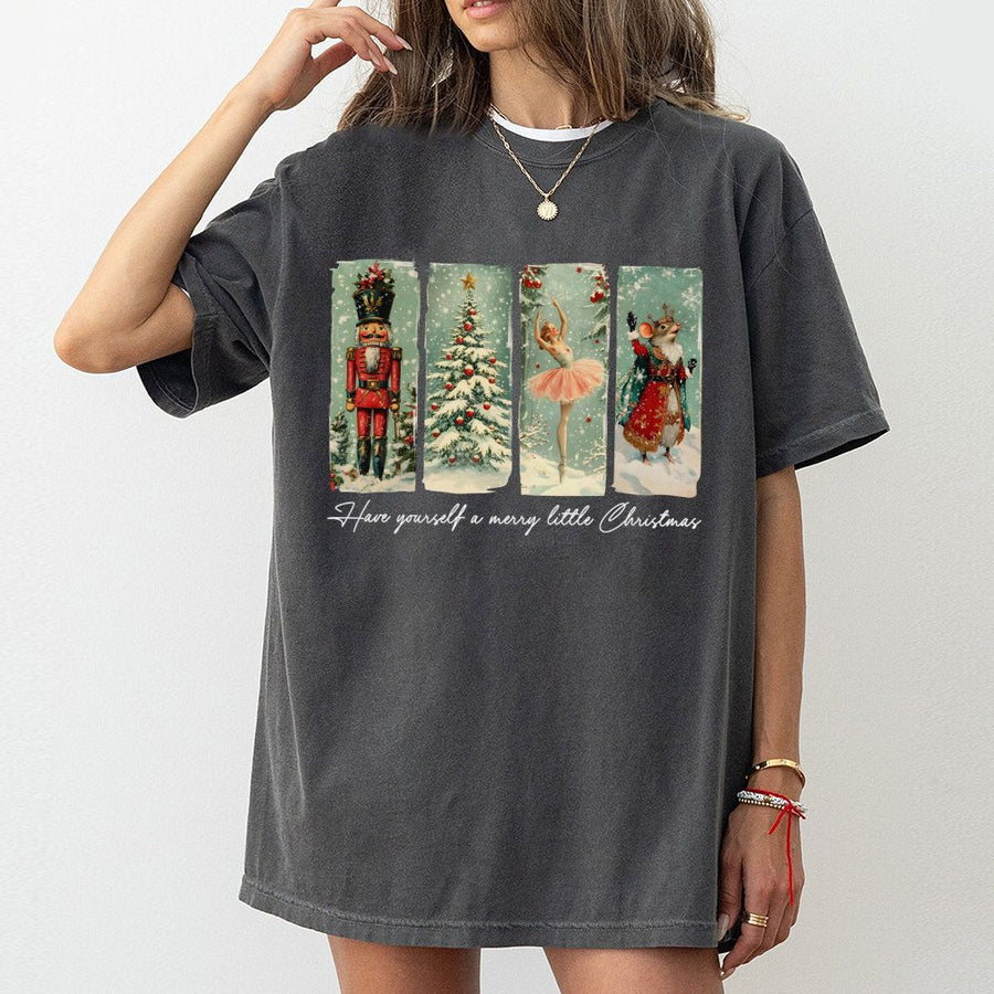 Nutcracker Christmas T-Shirt | Vintage Ballet & Mouse Design | 100% Cotton Premium Quality | Festive Holiday Apparel Gift for Women & Men