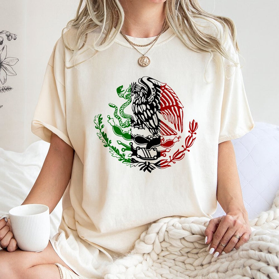 Mexico Flag Eagle T-Shirt | Patriotic Mexican Coat of Arms Graphic | 100% Cotton Premium Tee | Heritage Gift for Men and Women