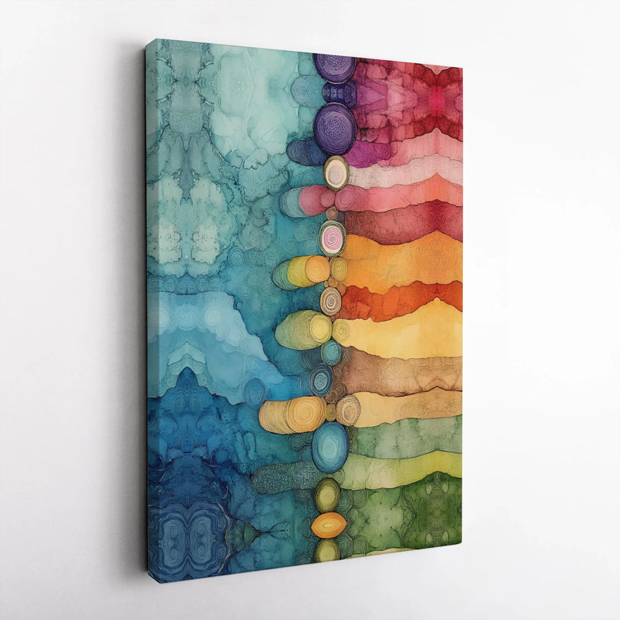 Abstract Canvas Wall Art | Colorful Symmetrical Ink Flow Print | Thick Gallery Wrapped Canvas | Premium Modern Living Room & Office Decor