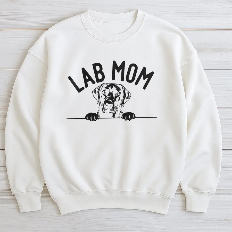 Lab Mom Sweatshirt | Cute Labrador Dog Lover Graphic Print | Premium Soft Cotton Blend | Unique Gift for Women and Pet Owners