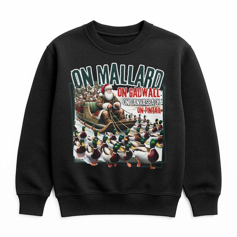 Duck Hunting Christmas Sweatshirt | Funny Santa Mallard Sleigh Design | Premium Unisex Pullover | Unique Outdoor Lover Holiday Gift