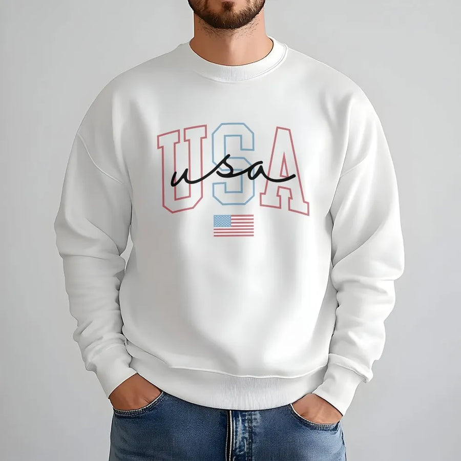 Patriotic USA Sweatshirt | Modern American Flag Graphic Tee | Premium Soft Cotton | 4th of July Gift for Women