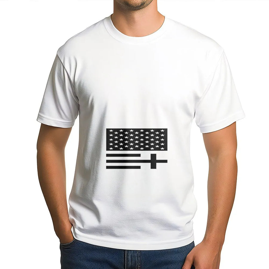 Christian Cross T-Shirt | I Know A Guy Modern Flag Graphic | Soft Cotton Blend Crewneck | Religious Faith Based Gift for Men & Women