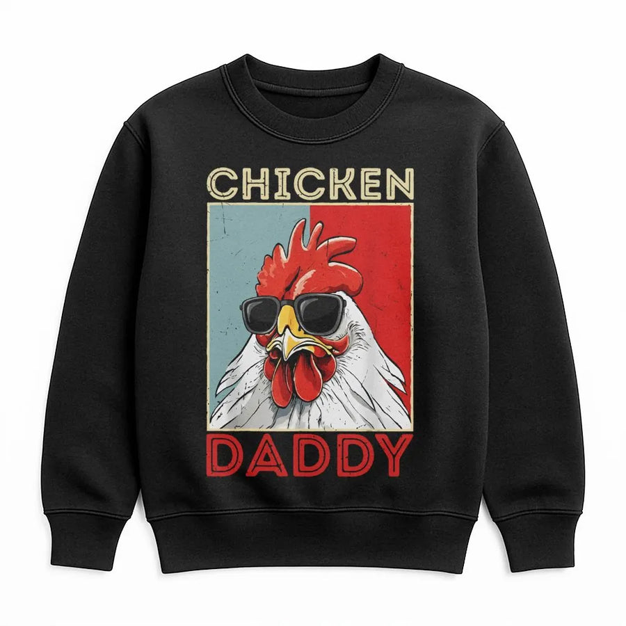 Chicken Daddy Sweatshirt | Funny Rooster Sunglasses Graphic | Premium Cotton Blend Crewneck | Farm Life Humor Gift For Dad