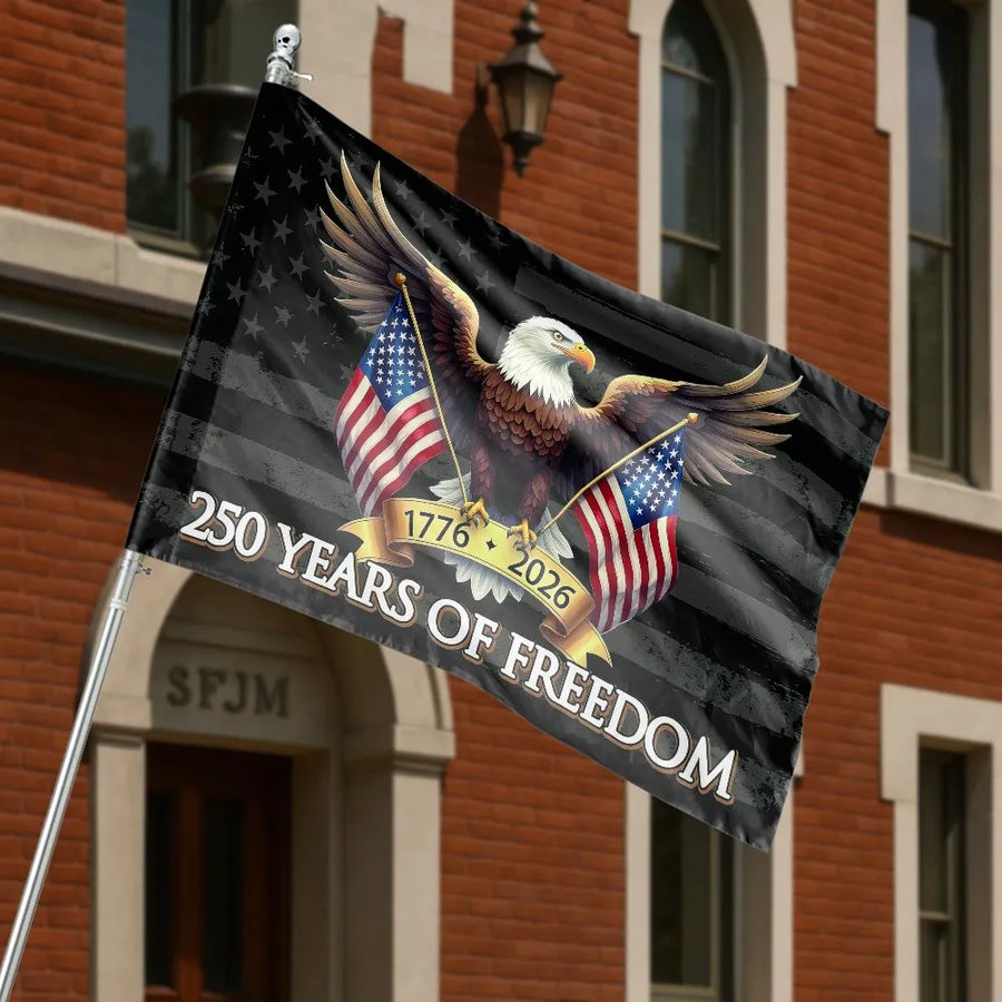 Patriotic Eagle House Flag | 250 Years of Freedom 1776-2026 Design | Weather-Resistant Double Sided Fabric | Commemorative Yard Decor Gift