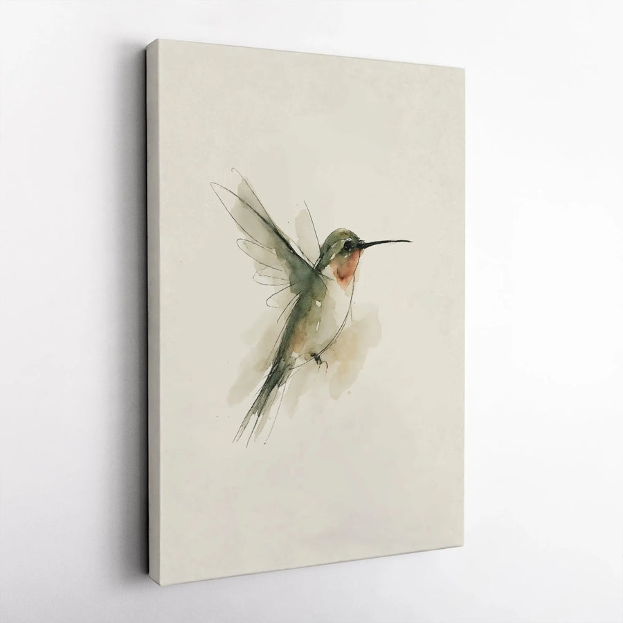 Hummingbird Wall Art | Minimalist Watercolor Sketch | Premium Gallery-Wrapped Canvas | Nature-Inspired Home Decor Gift
