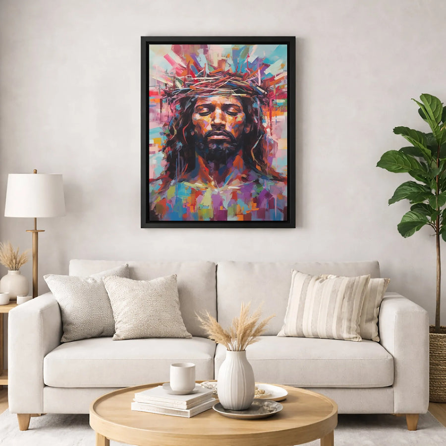 Jesus Christ Canvas Print | Abstract Crown Of Thorns Art | Premium Fade-Resistant Gallery Wrap | Religious Home Decor Gift