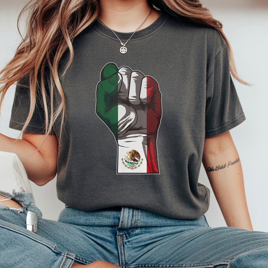 Mexican Pride Fist T-Shirt | Patriotic Mexico Flag Graphic | 100% Soft Cotton Premium Quality | Chicano Cultura Streetwear for Men and Women