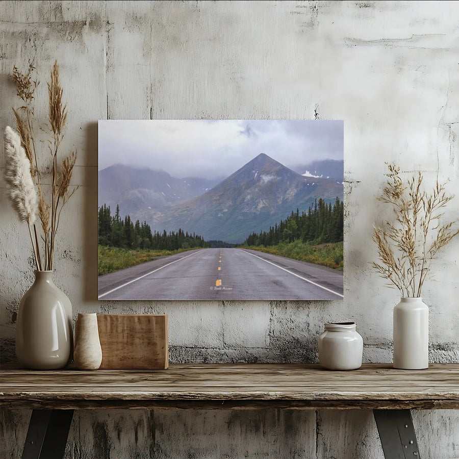 Misty Mountain Highway Canvas | Forest Road Landscape Photography | Premium Gallery Wrap | Nature Wall Art For Home Office Decor