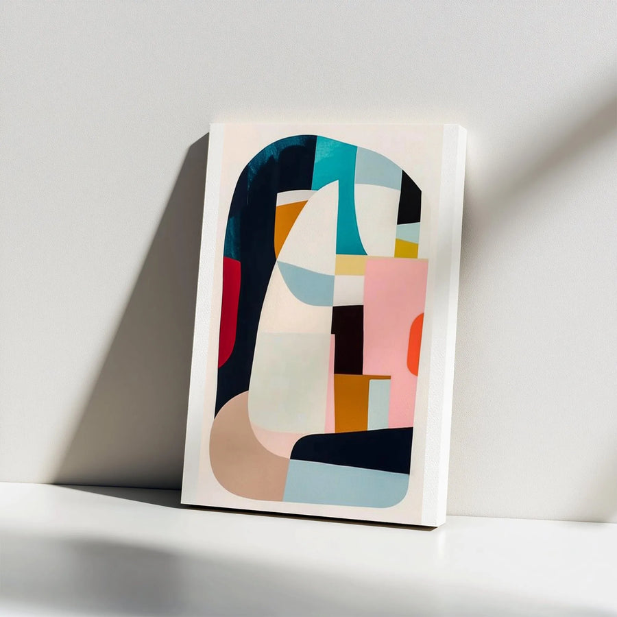 Abstract Geometric Canvas Art | Colorful Arch & Color Block Print | Premium Gallery Wrapped Canvas | Modern Living Room & Office Decor Gift