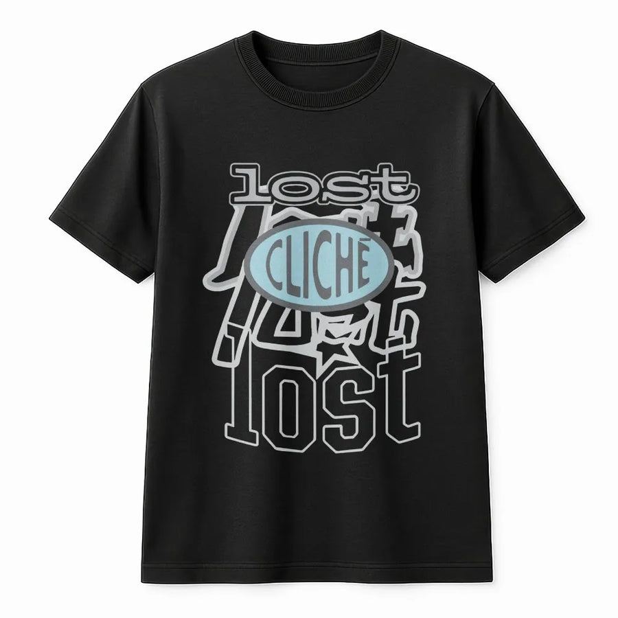 Lost Cliche Graphic T-Shirt | Modern Typographic Streetwear Design | Premium Soft Cotton Tee | Unisex Casual Apparel Gift for Music Fans