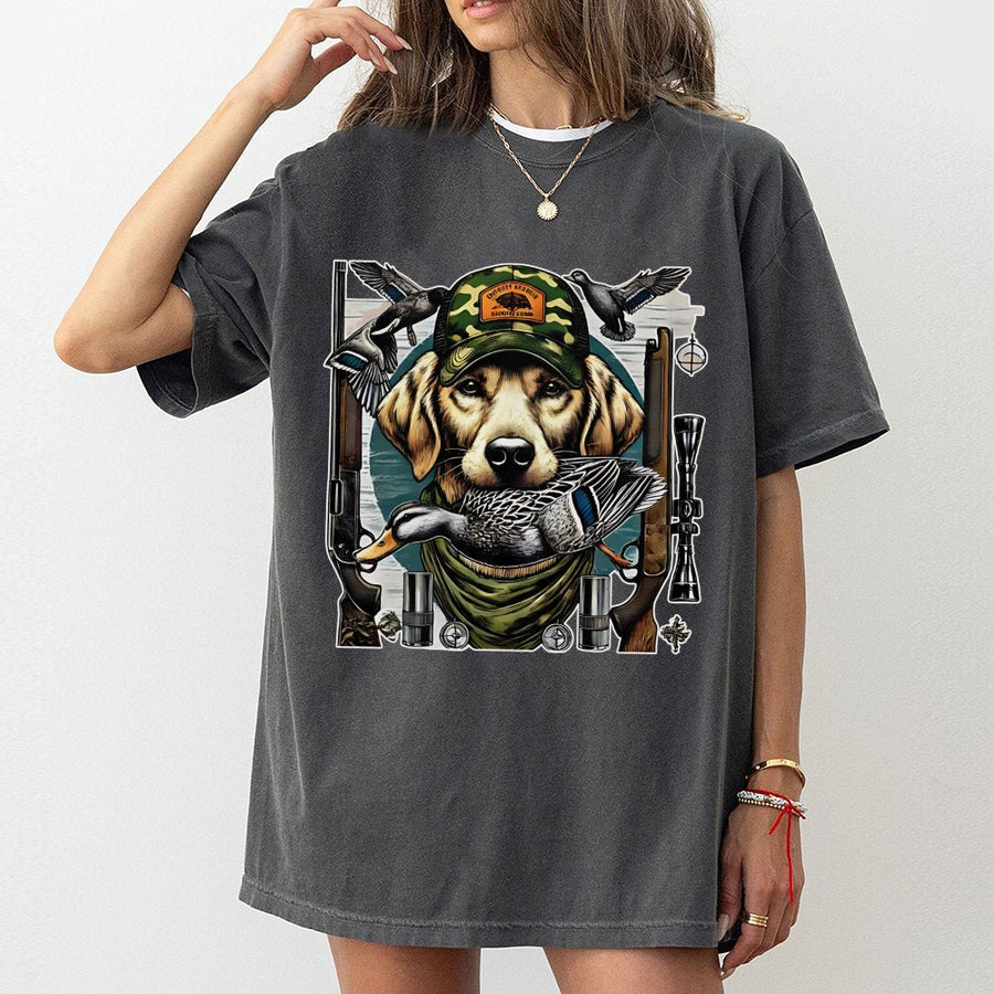 Duck Hunting Dog T-Shirt | Retriever Mallard Bird Graphic | Premium 100% Cotton Tee | Gift for Hunter & Outdoor Enthusiast