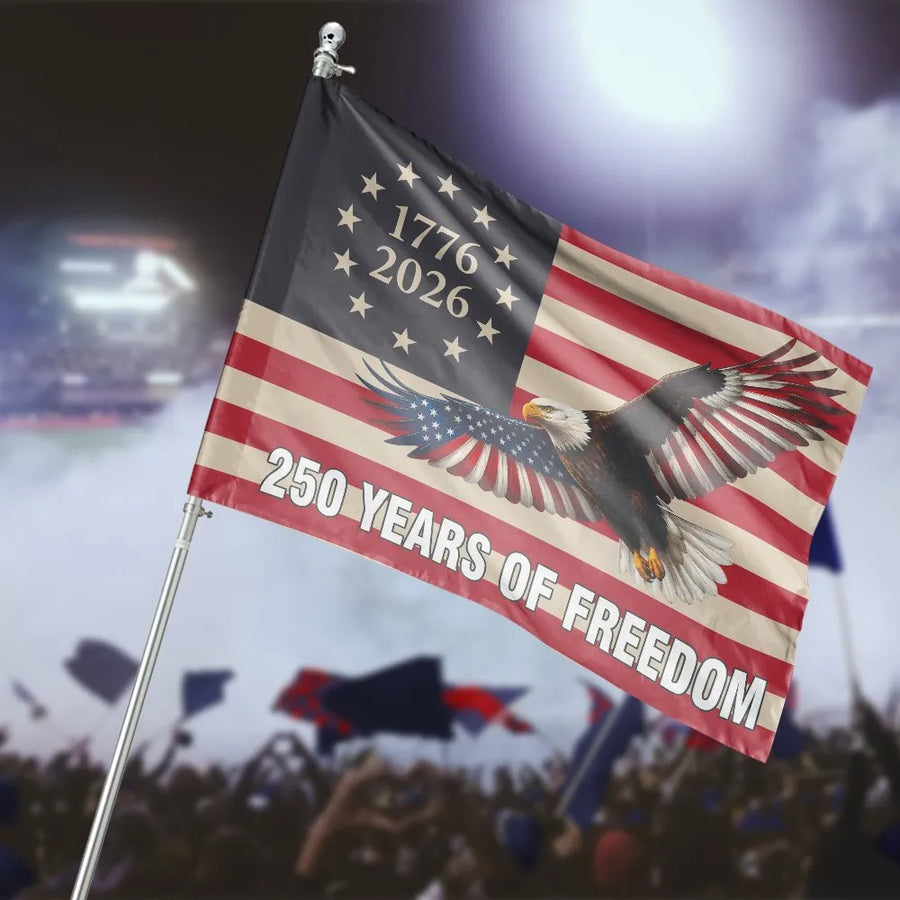 Patriotic 250 Years of Freedom House Flag | American Eagle 1776-2026 Semiquincentennial Banner | Double-Sided Premium Polyester | Proud American Home Decor Gift