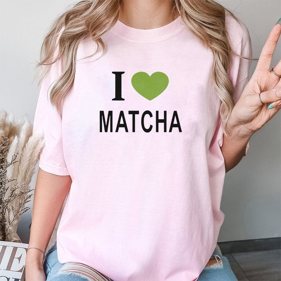 I Love Matcha T-Shirt | Minimalist Green Heart Graphic | Premium Cotton Unisex Tee | Gift for Tea Lover and Barista