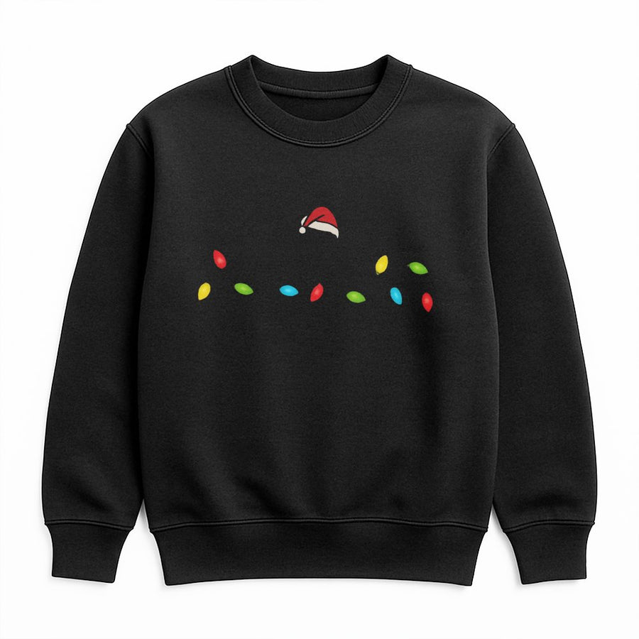 Christmas Lights Sweatshirt | Minimalist Santa Hat Graphic | Premium Cotton-Poly Blend | Cozy Holiday Gift for Women and Men