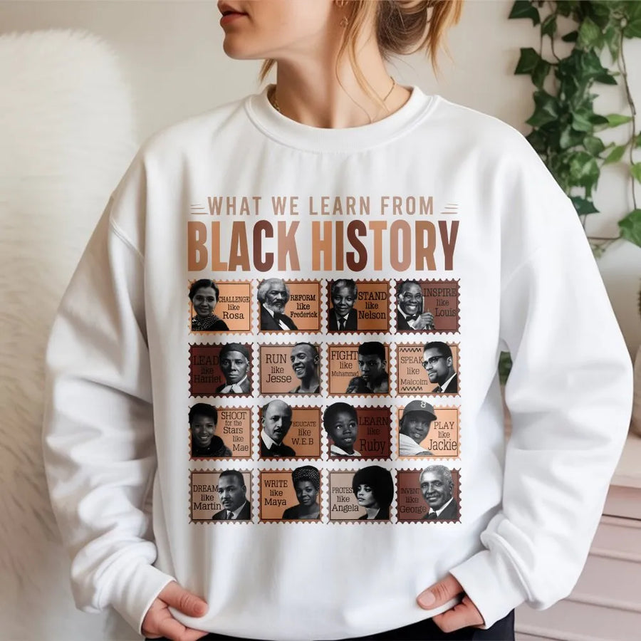Black History Month Sweatshirt | Historical Icons Graphic Print | Cotton Blend Premium Apparel | Inspirational Gift for African American Heritage Month