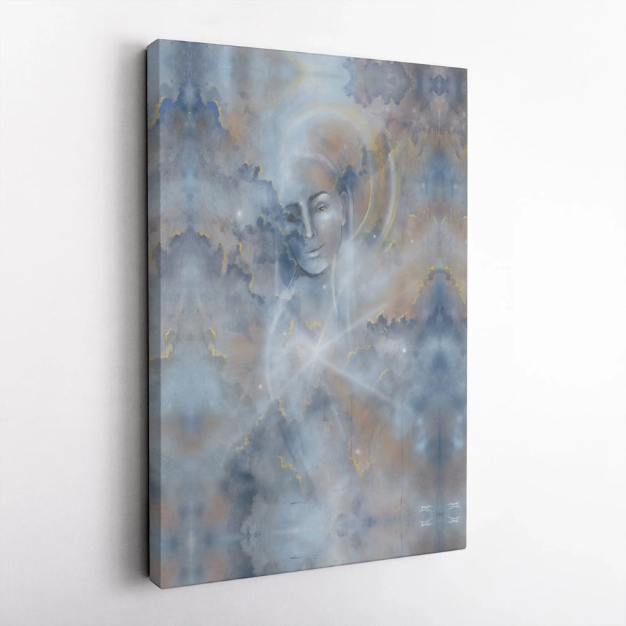 Ethereal Angel Wall Art | Divine Spiritual Halo Canvas Print | 1.25 Inch Gallery Wrap | Serene Heavenly Decor for Living Room