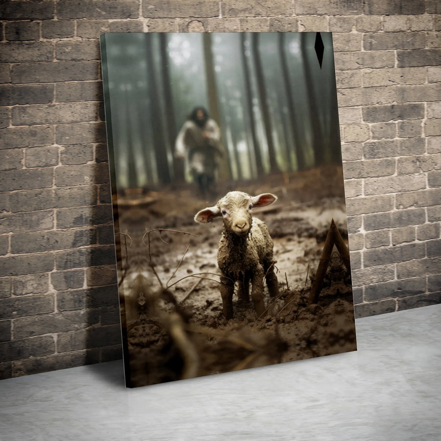 Good Shepherd Canvas Print | Jesus Rescuing Lost Lamb Art | 1.25 Inch Premium Gallery Wrap | Christian Religious Wall Decor Gift