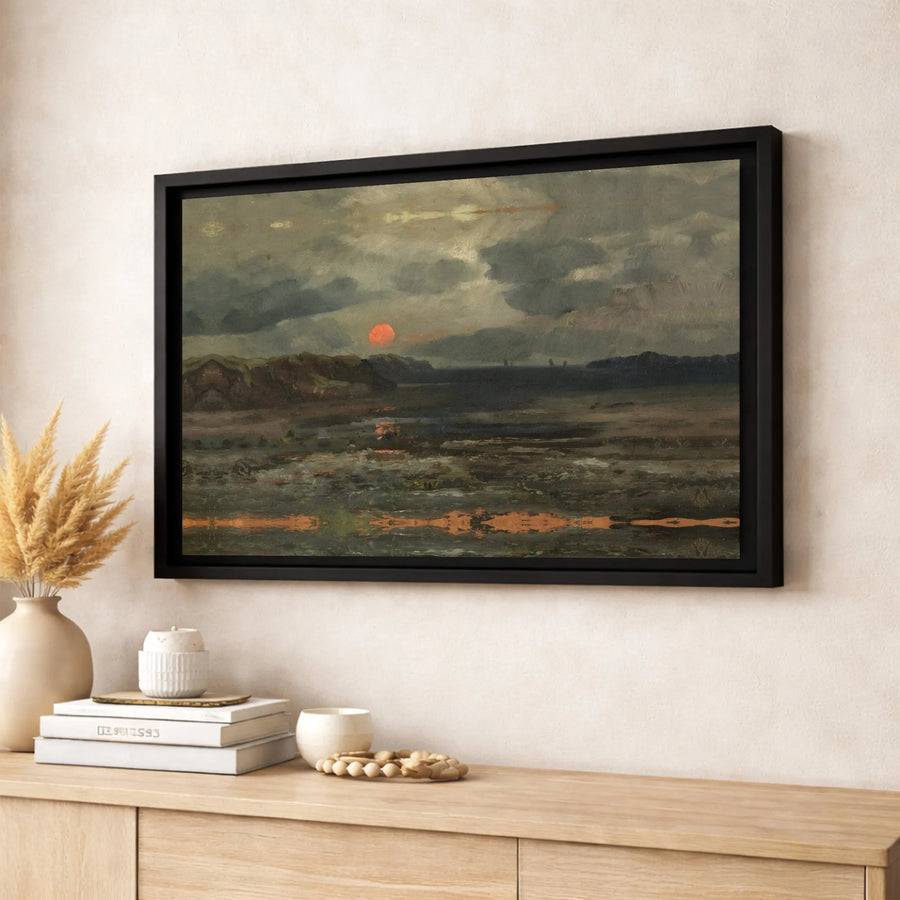 Vintage Sunset Landscape Canvas Print | Moody Seascape Wall Art | Gallery-Quality 1.25-Inch Profile | Premium Decor for Home or Office