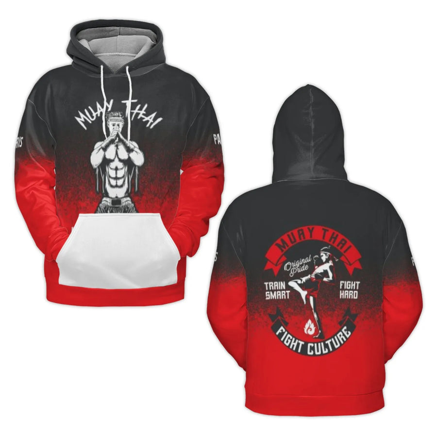 Muay Thai Hoodie | Fight Culture Graphic Print | Premium Polyester Brushed Fleece | Combat Sports Gift For Martial Arts Fans