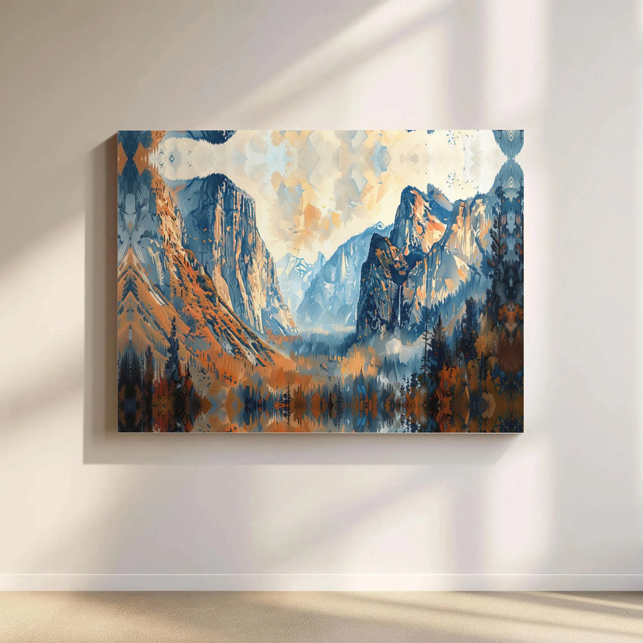 Yosemite Valley Canvas Wall Art | Abstract Mountain Landscape | Premium Canvas Print with Fade-Resistant Inks | Gift for Nature Lover, Modern Home Decor