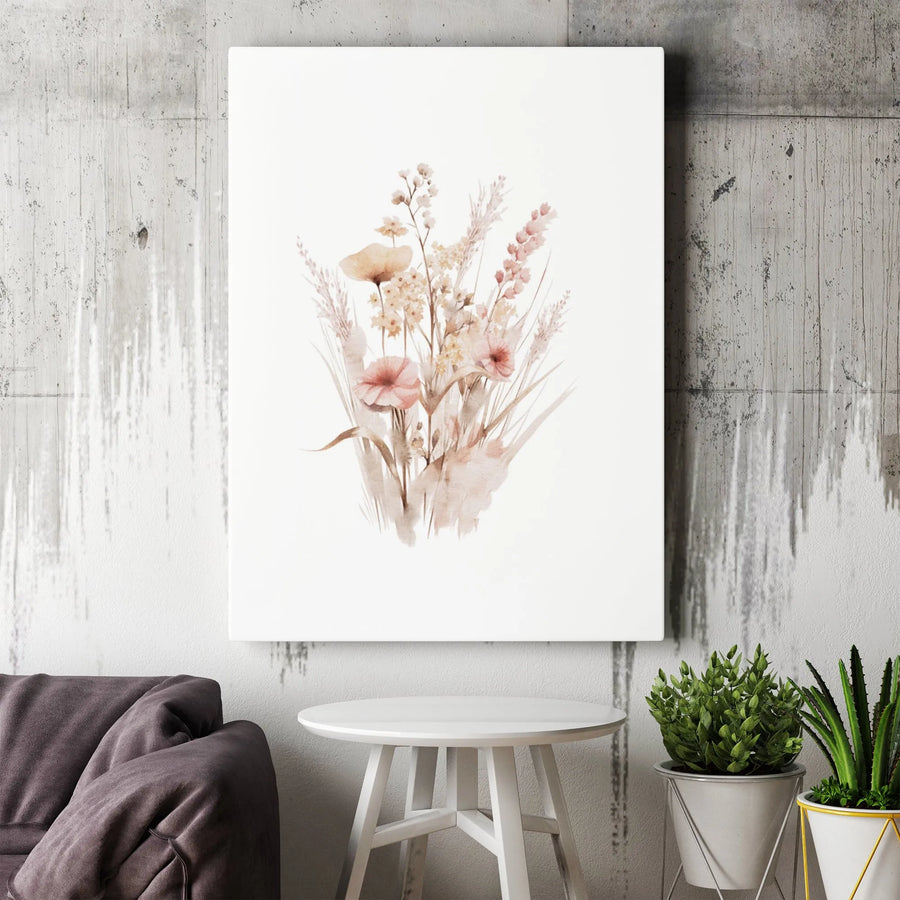 Bohemian Wildflower Canvas Wall Art | Watercolor Boho Floral Bouquet | Premium Gallery Wrapped Decor | Modern Aesthetic Gift for Her