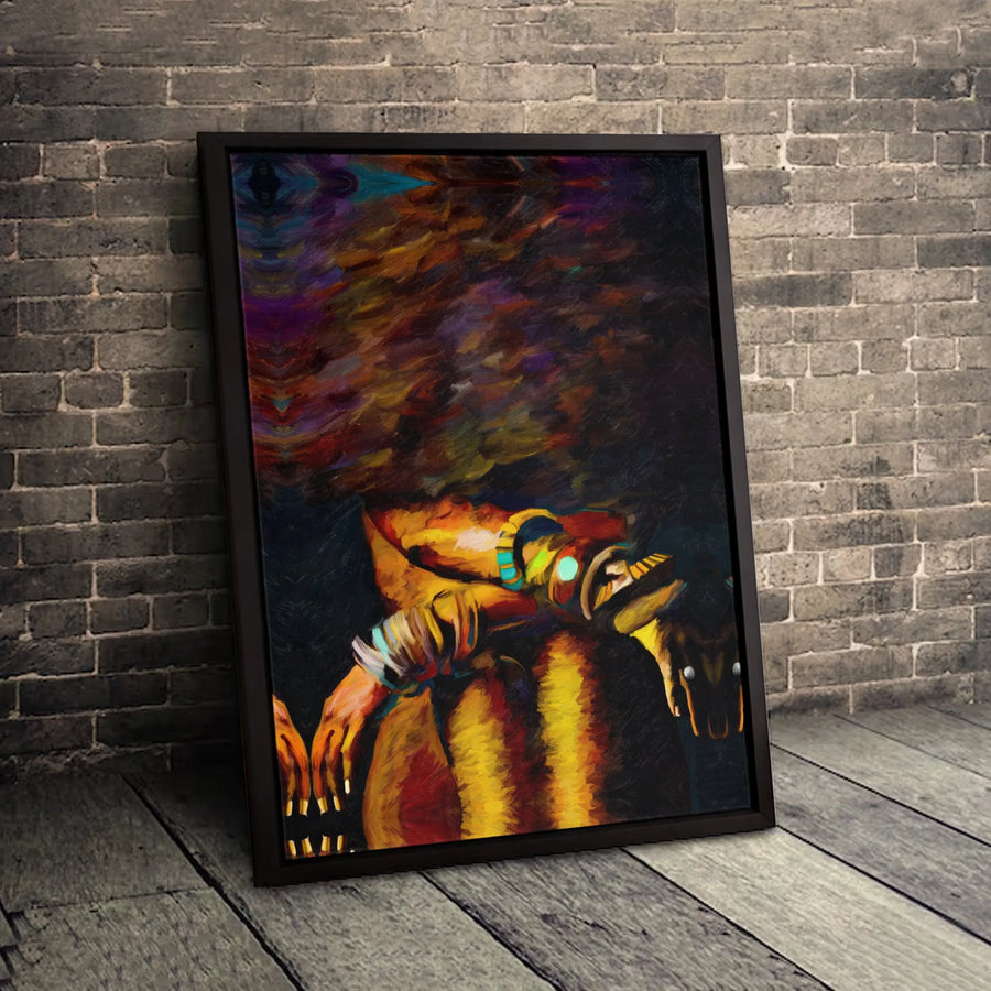 African Tribal Art Wall Canvas | Abstract Deity Figure Portrait | Premium Gallery-Wrapped Print | Modern Ethnic Home Decor Gift