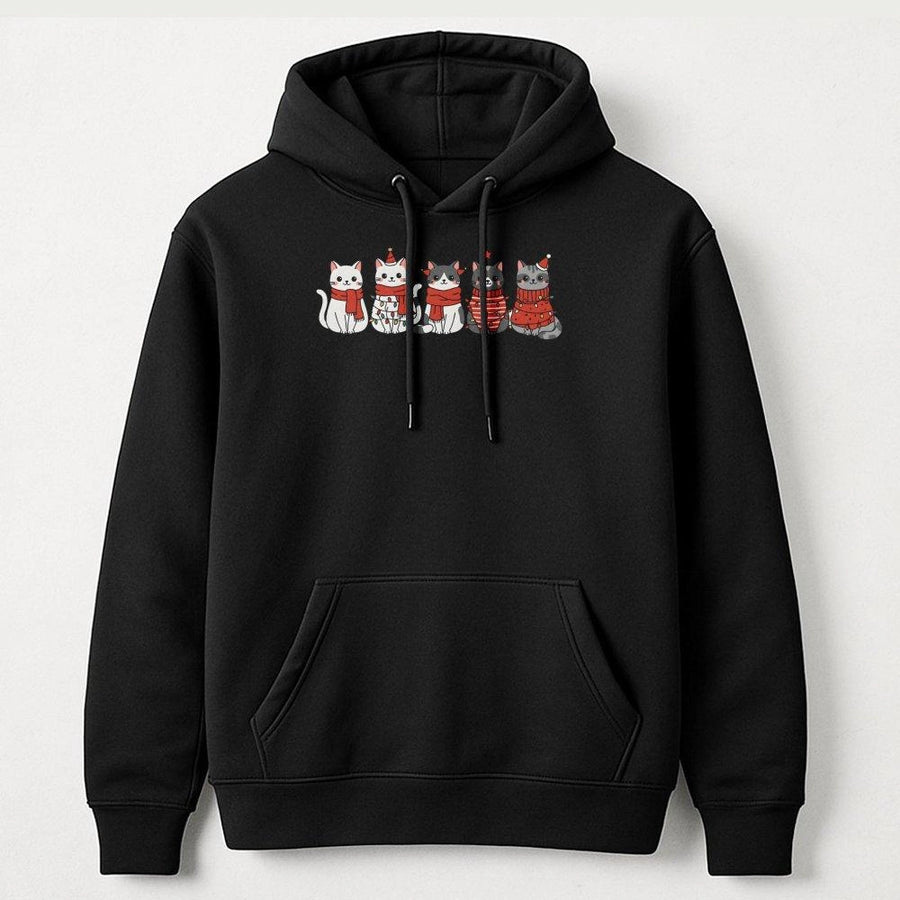 Cute Cat Christmas Hoodie | Festive Kittens Holiday Graphic Sweatshirt | Premium Cotton-Blend Apparel | Gift for Cat Lovers & Pet Owners