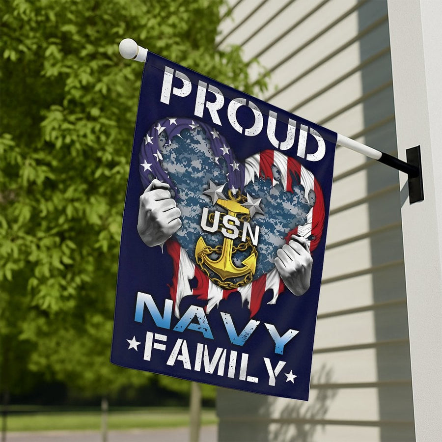 Proud Navy Family Garden Flag | USN Anchor Military Pride Decor | Weather-Resistant Premium Polyester | Patriotic Gift for Sailor Families