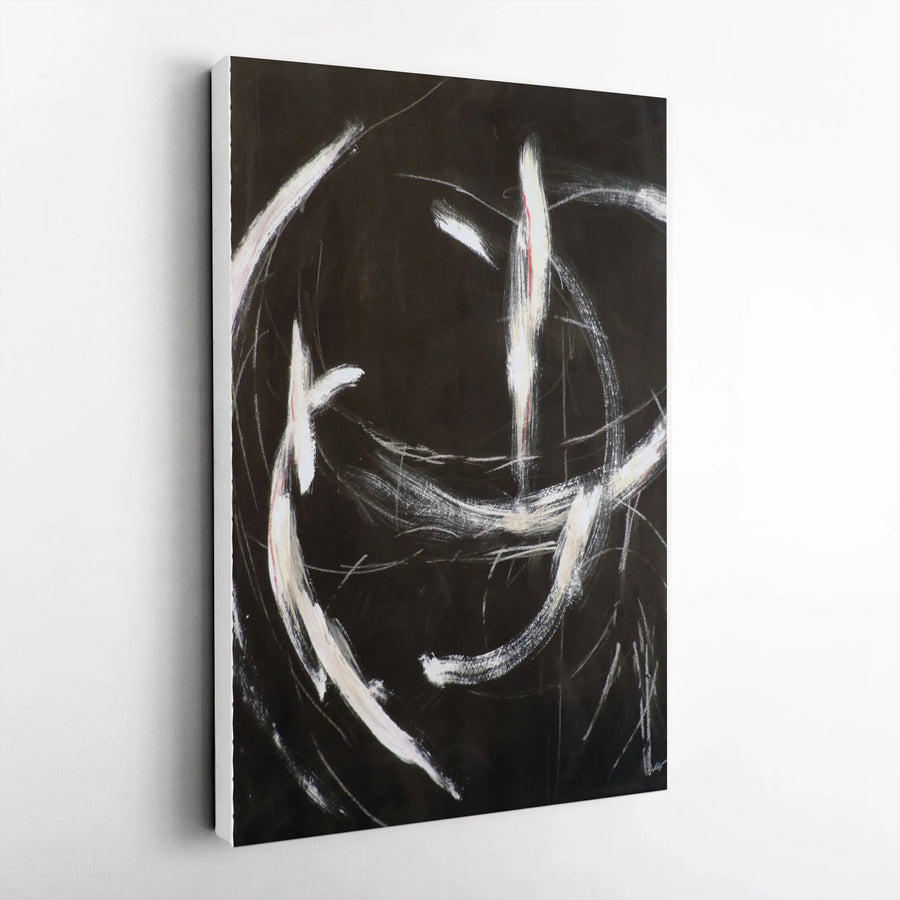 Minimalist Zen Canvas Art | Abstract Black and White Brush Stroke Painting | Premium Gallery Wrap Print | Modern Home Decor Gift