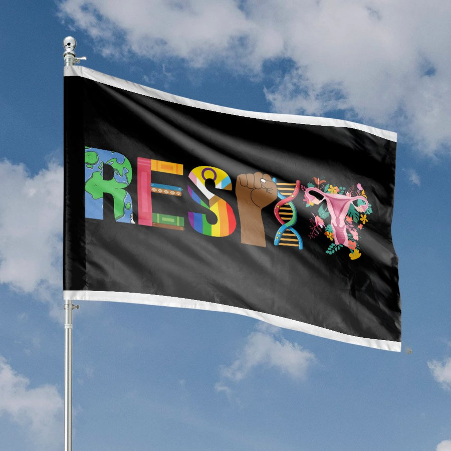 Resist House Flag | Intersectional Equality Pride Banner | Weather-Resistant Polyester | Home Decor Gift for Social Justice Activists