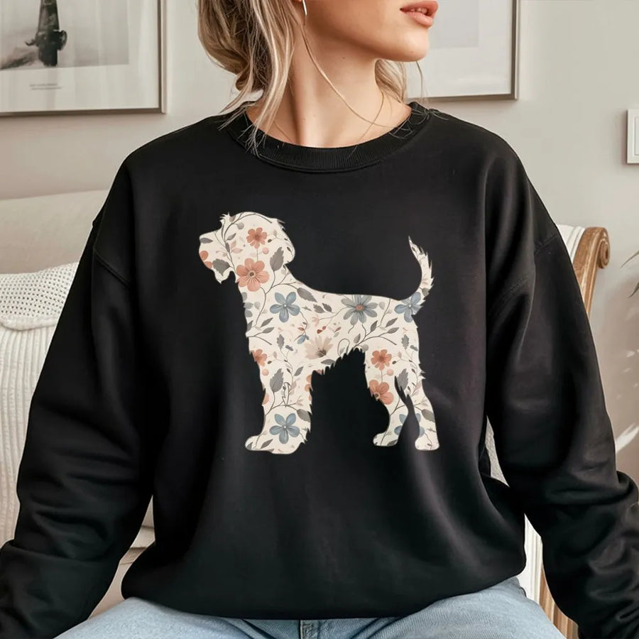 German Wirehaired Pointer Sweatshirt | Floral GWP Dog Silhouette Print | Premium Cotton Blend | Unique Gift for Dog Lovers and Owners