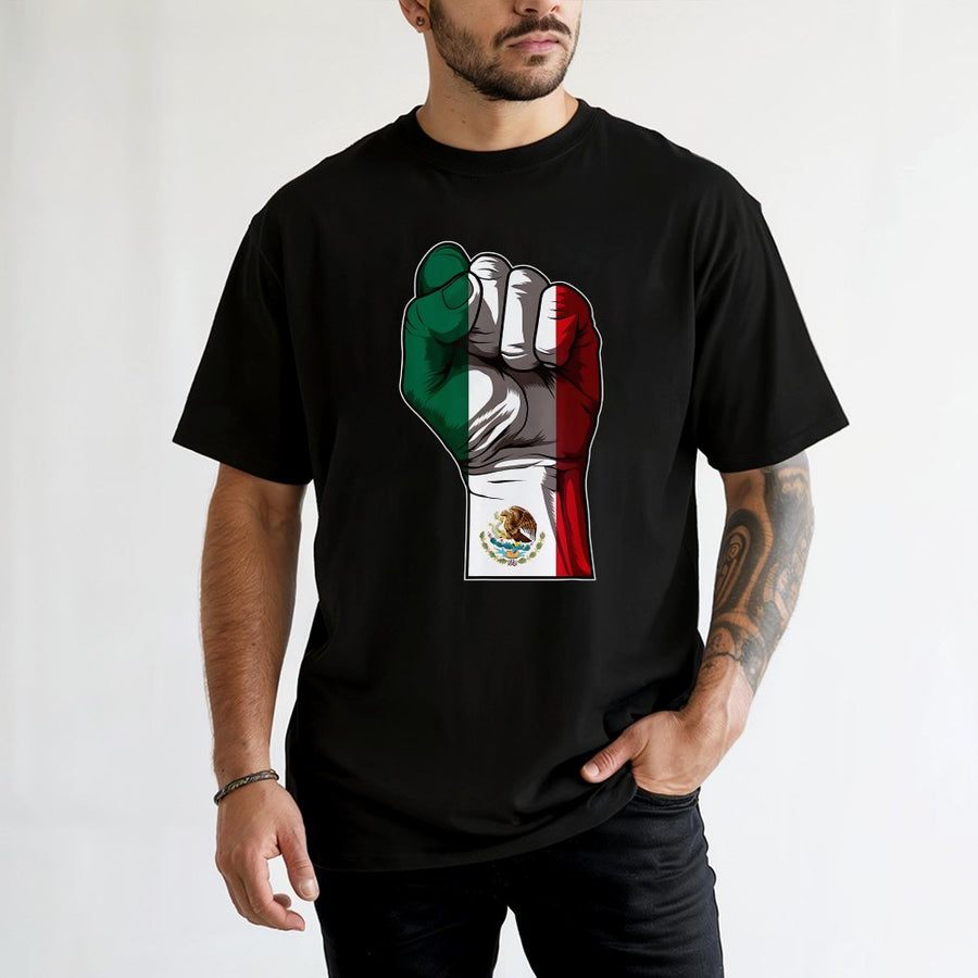 Mexican Pride Fist T-Shirt | Patriotic Mexico Flag Graphic | 100% Soft Cotton Premium Quality | Chicano Cultura Streetwear for Men and Women