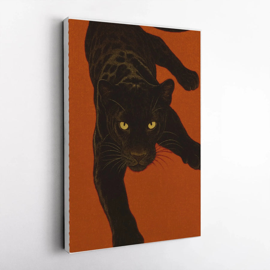 Black Panther Wall Art | Stalking Big Cat Portrait | Gallery-Quality 1.25" Canvas | Modern Wildlife Home Decor Gift
