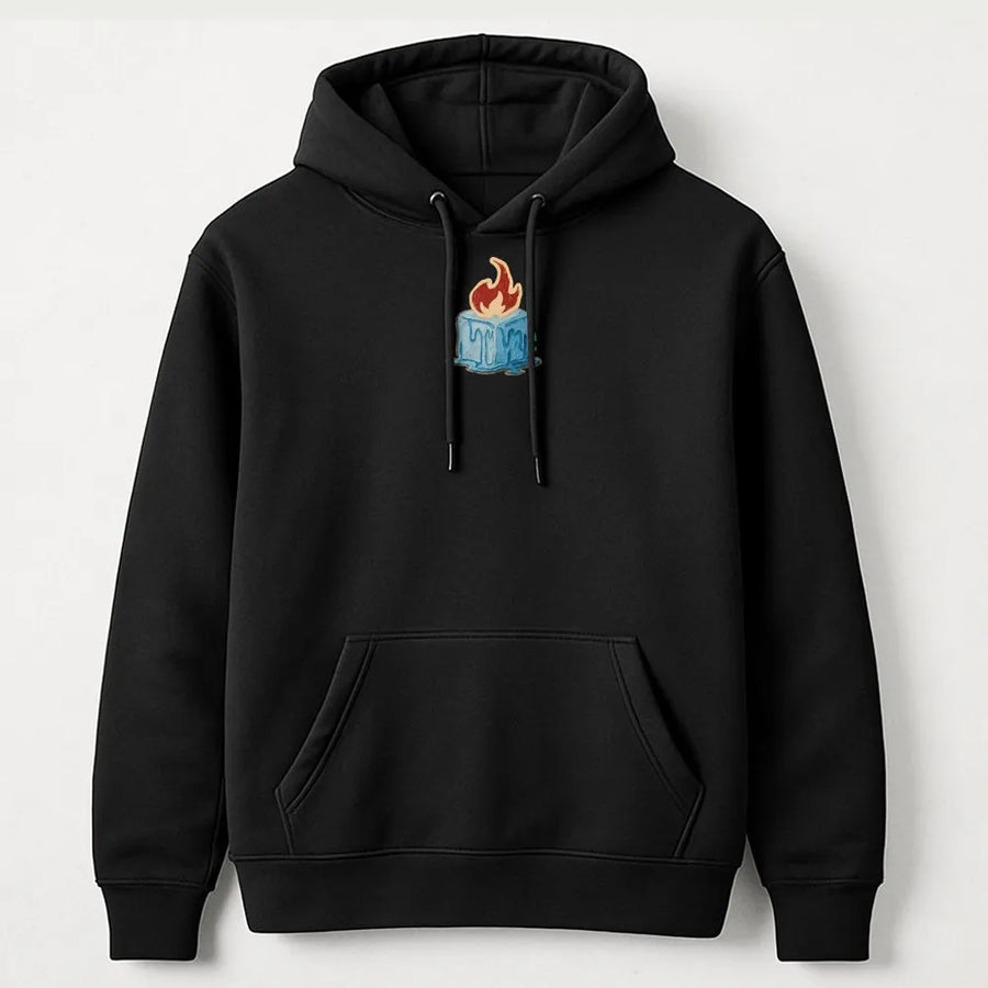 Melting Ice Candle Hoodie | Minimalist Flame Graphic Art | Premium Cotton Blend | Unisex Artistic Streetwear Gift for Activists